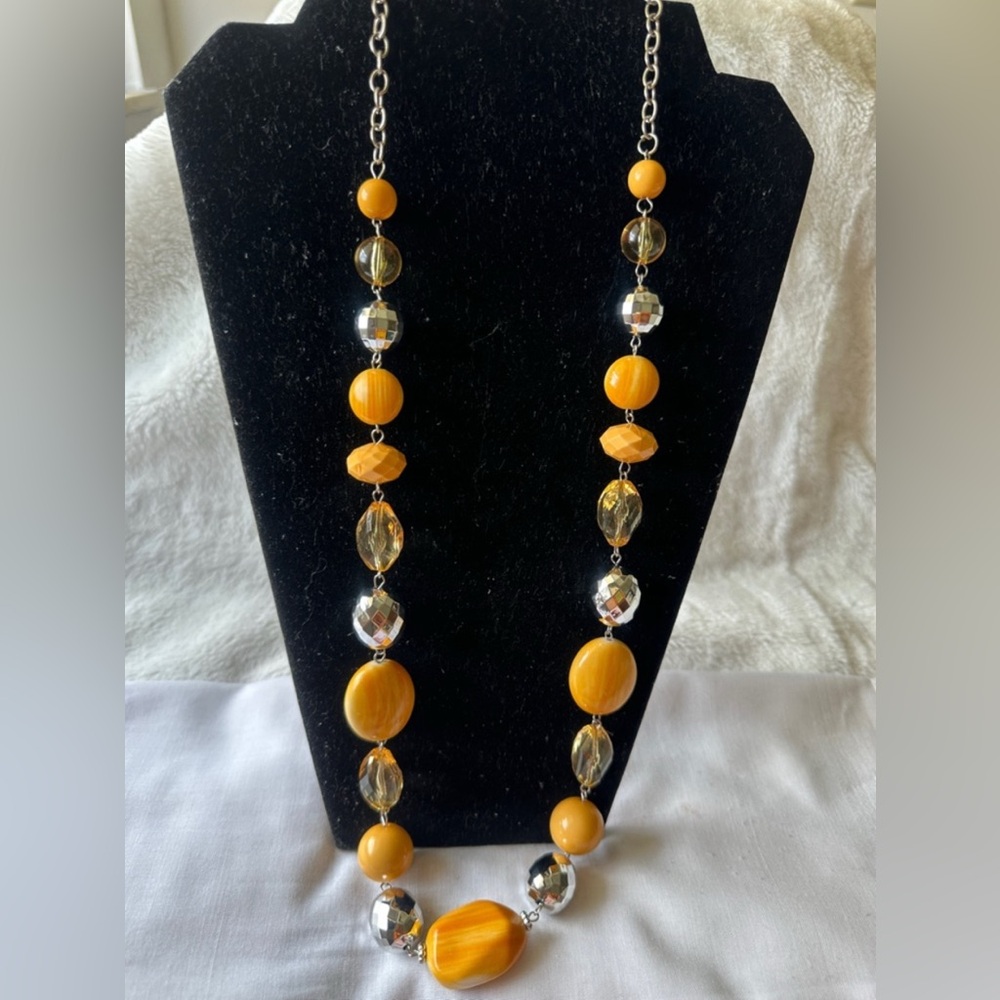 Women's Yellow Bead Statement Necklace